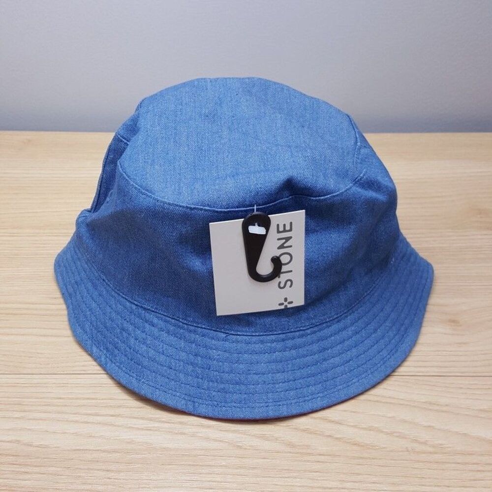 SUN & STONE Bucket Hat Blue Denim Reversible Red Size Small Medium Unisex